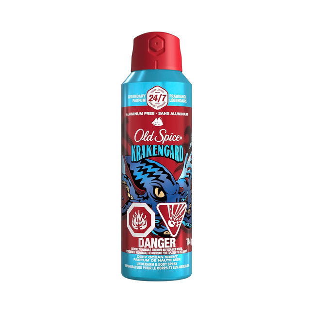 Old Spice - Krakengard Aluminum-Free Underarm & Body Deodorant Spray, Deep Ocean | 144 g