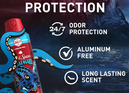Old Spice - Krakengard Aluminum-Free Underarm & Body Deodorant Spray, Deep Ocean | 144 g