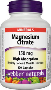 Webber Naturals Magnesium Citrate 150 mg High Absorption | 120 Capsules