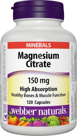 Webber Naturals Citrate de magnésium 150 mg haute absorption | 120 Gélules