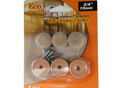 EcoFelt - 6 Piece Felt Protectors - 3/4 (19MM)