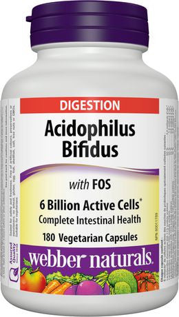 Webber Naturals Acidophilus Bifidus avec FOS | 180 Gélules Végétariennes