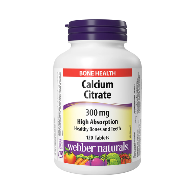 Webber Naturals Citrate de calcium pour la santé des os 300 mg | 120 comprimés
