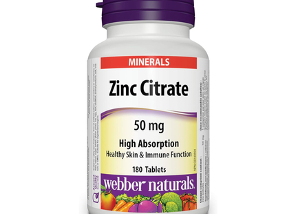 Webber Naturals - High Absorption Zinc Citrate 50 mg | 180 Tablets