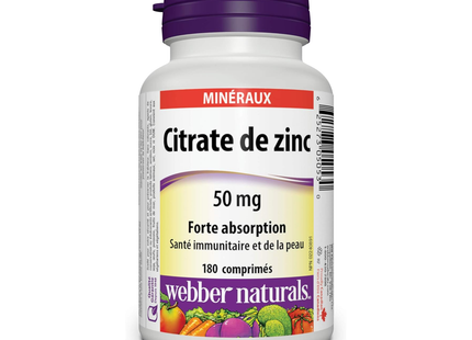 Webber Naturals - High Absorption Zinc Citrate 50 mg | 180 Tablets