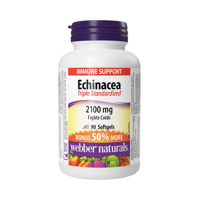 Webber Naturals - Echinacea Triple Standardized 2100 mg | BONUS 60+30 Softgels
