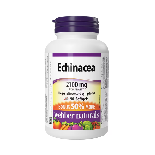Webber Naturals - Échinacée triplement standardisée 2100 mg | BONUS 60+30 gélules