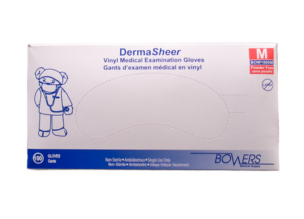 Bowers - Gants d'examen médical en vinyle DermaSheer moyen | paquet de 100
