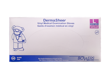 Bowers - Gants d'examen médical en vinyle DermaSheer Grand | paquet de 100
