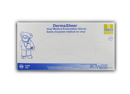 Bowers - DermaSheer Vinyl Medical Examination Gloves Small