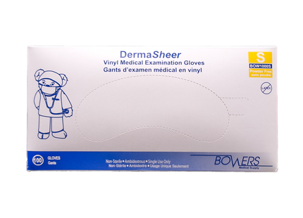 Bowers - Gants d'examen médical en vinyle DermaSheer Petit | paquet de 100