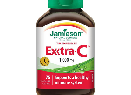 Jamieson - Vitamine C Extra-C à libération prolongée 1000 mg | 75 Gélules Végétariennes 