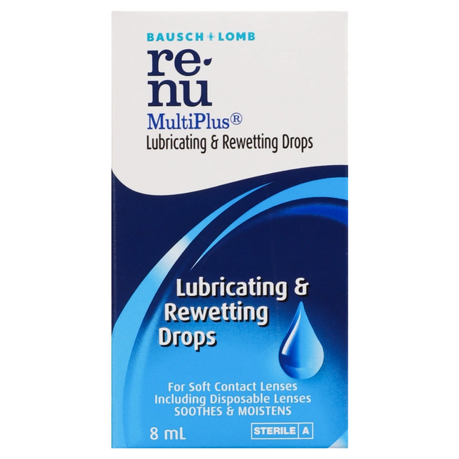 Bausch + Lomb - Re-Nu Multiplus Lubricating Drops for All Soft Contact Lenses | 8 ml