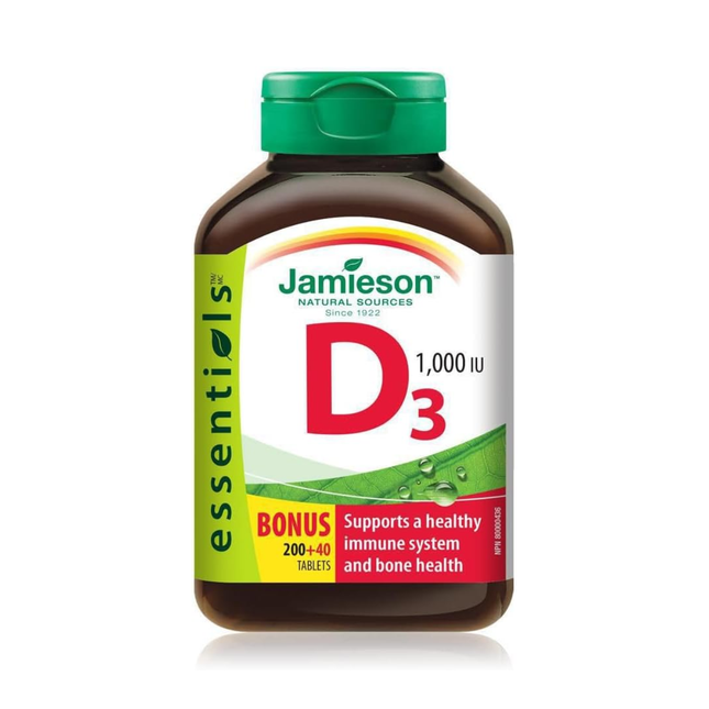 Jamieson - Vitamine D3, 1000 UI | 200 + 40 comprimés
