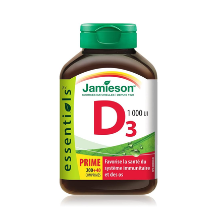 Jamieson - Vitamin D3, 1000 IU | 200 + 40 Tablets