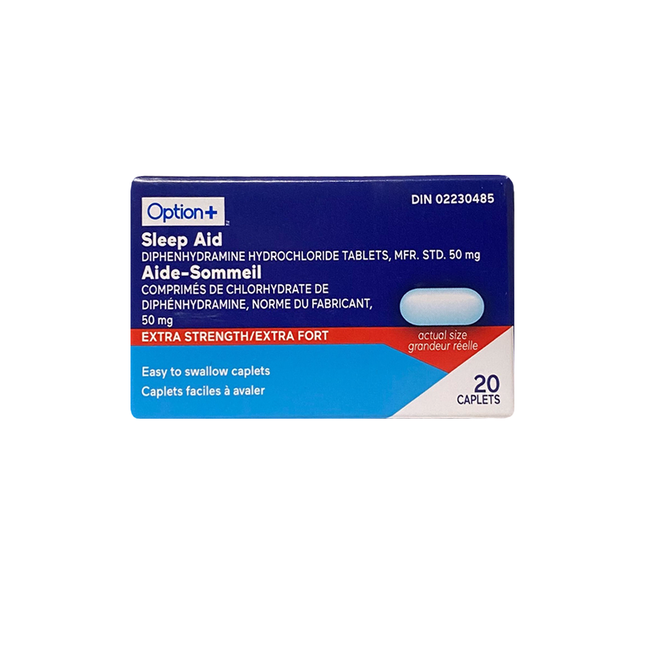 Option+ Sleep Aid 50 mg, Extra Strength | 20 Caplets