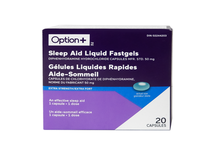 Option+ Sleep Aid 50 mg Liquid Fastgels | 20 Capsules