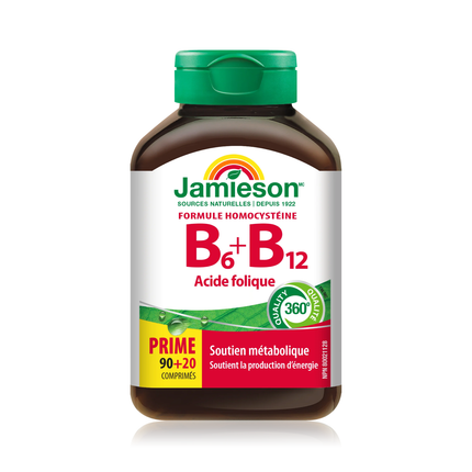 Jamieson - Vitamines B6 et B12 avec acide folique | 110 comprimés