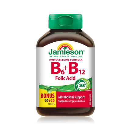 Jamieson - Vitamines B6 et B12 avec acide folique | 110 comprimés