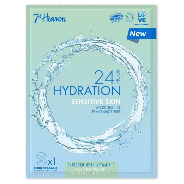 7th Heaven - 24 hour Hydration Sheet Mask for Sensitive Skin | 1 Biodegradable Sheet Mask