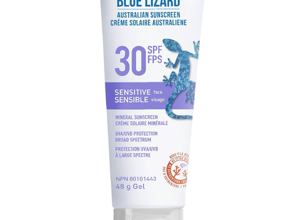 Blue Lizard - Mineral Sunscreen - Sensitive Face Gel - with Hyaluronic Aid -  SPF 30 | 48 g