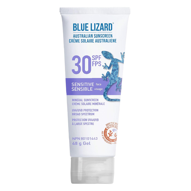 Blue Lizard - Mineral Sunscreen - Sensitive Face Gel - with Hyaluronic Aid -  SPF 30 | 48 g