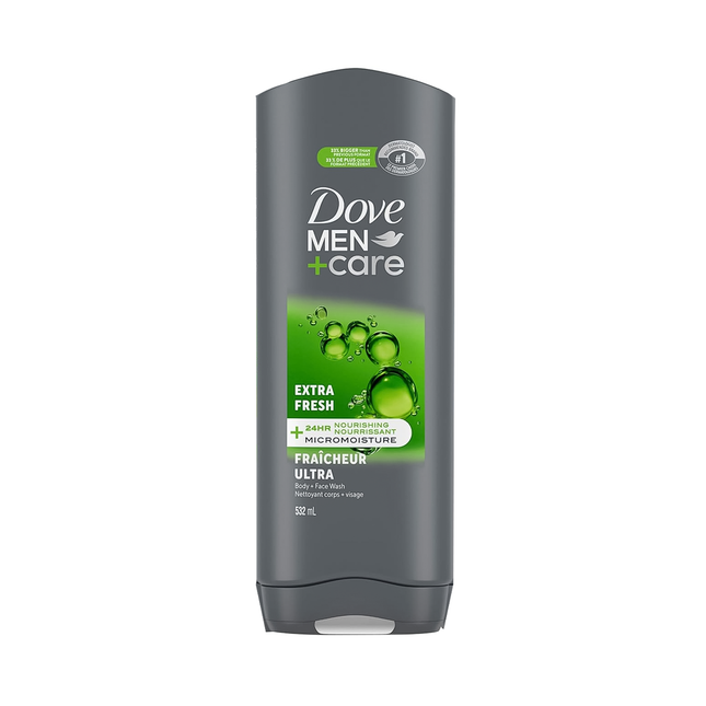 Dove Men+Care Gel Douche Corps + Visage Micro-Hydratant 24H, Fraîcheur Extra | 532 ml