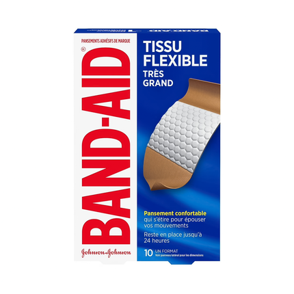 Band-Aid - Pansements Tissu Souple Très Grands | Paquet de 10