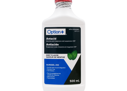 Option+ Antacid Liquid, Mint Flavour | 500 mL