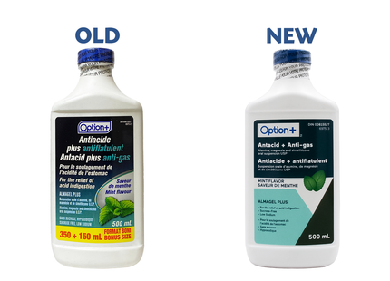 Option+ Antacid Plus Anti-Gas Liquid, Mint Flavour | 500 mL