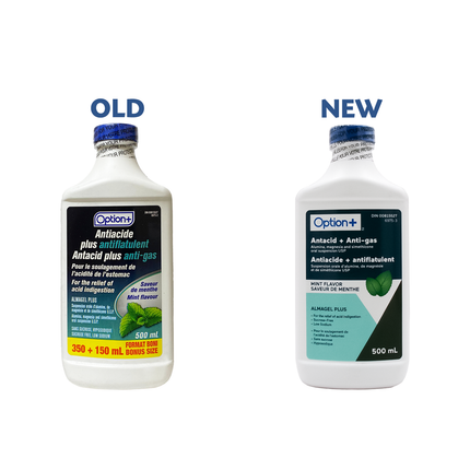 Option+ Antacid Plus Anti-Gas Liquid, Mint Flavour | 500 mL