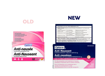 Option+ Comprimés antinauséeux 50 mg - Adultes | 10 comprimés