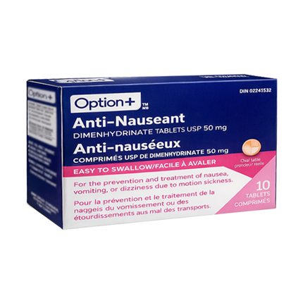 Option+ Anti-Nauseant Tablets 50 mg - Adults | 10 Tablets