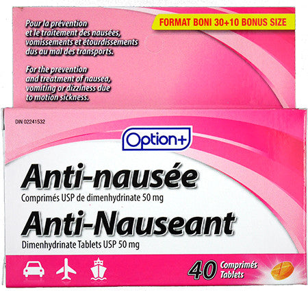 Option+ Anti-Nauseant Tablets 50 mg - Adults | 40 Tablets