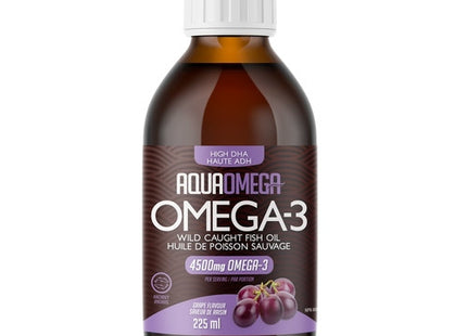 AquaOmega Omega - 3 High Dha Wild Caught Fish Oil - Grape Flavour | 225 ml