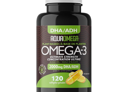 Aquaomega - Plant-Based Omega-3, Ultimate Strength 2000mg DHA | 120 Softgels