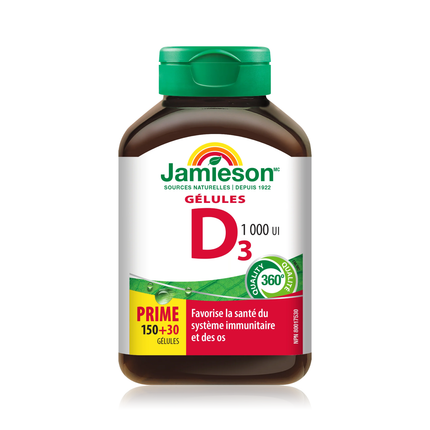 Jamieson Vitamin D3, 1000 IU | 150 + 30 Softgels