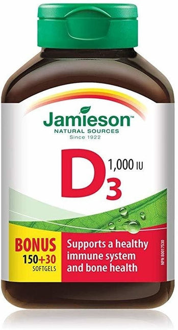Jamieson Vitamine D3, 1000 UI | 150 + 30 gélules