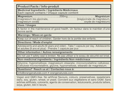 Orange Naturals - Magnesium Glycinate | 180 Capsules