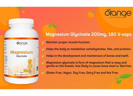 Orange Naturals - Magnesium Glycinate | 180 Capsules