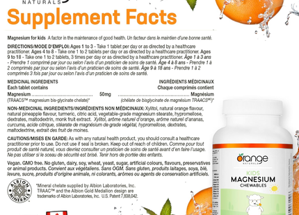 Orange Naturals - Magnésium à croquer pour enfants | 120 comprimés