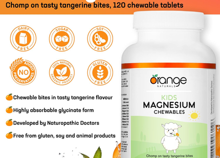 Orange Naturals - Magnésium à croquer pour enfants | 120 comprimés