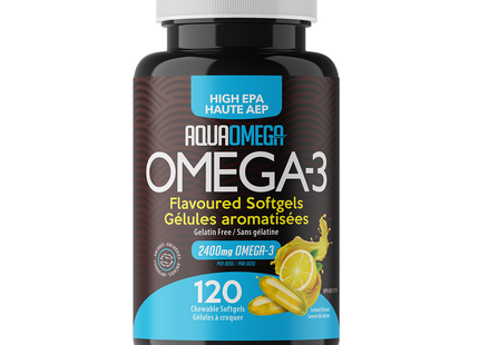 AquaOmega Omega - Chewables - High EPA Wild Caught Fish Oil Softgels - Lemon Flavour | 120 Soft Gels