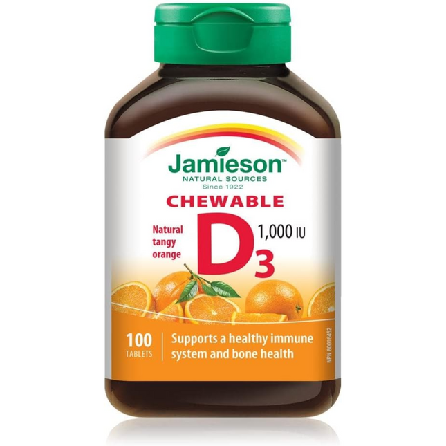 Jamieson - Chewable Vitamin D3 1000 IU - Natural Tangy Orange | 100 Tablets