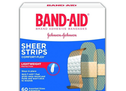 Band-Aid - Bandages en bandes transparentes, tailles assorties | Paquet de 60