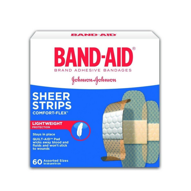 Band-Aid - Sheer Strips Bandages, Assorted Sizes | 60 Pack