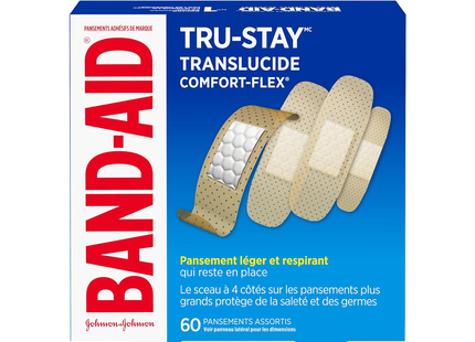Band-Aid - Tru-Stay Sheer Strips Comfort Flex Adhesive Bandages, Assorted Sizes | 60 Pack