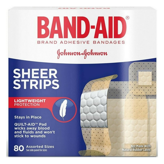 Band-Aid - Bandages en bandes transparentes, tailles assorties | Paquet de 80