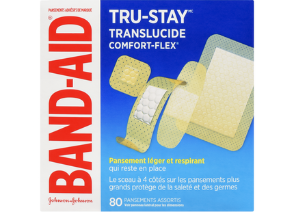 Band-Aid - Tru-Stay Sheer Strips Comfort Flex Adhesive Bandages, Assorted Sizes | 80 Pack