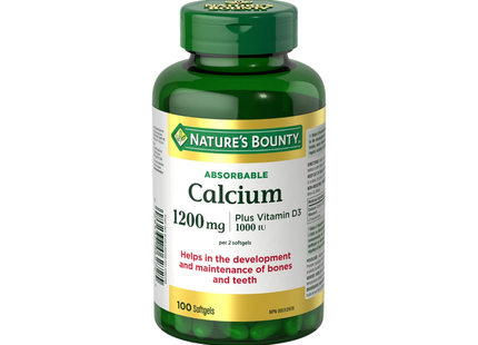Nature's Bounty - Absorbable Calcium 1200 MG & Vitamin D3 1000 IU | 100 Softgels